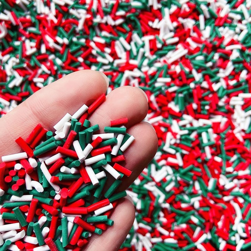EHOPE 100G Fake Sprinkles Polymer Sprinkles Faux Sprinkles Resin Sprinkles Clay Sprinkles For Resin Fake Candy Sprinkles for Nail Art DIY Crafts Cake Phone Case (100G Long Christmas) - Image 2